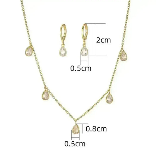 Earrings and Necklace - Light Luxury Micro-inlaid AAA Zircon