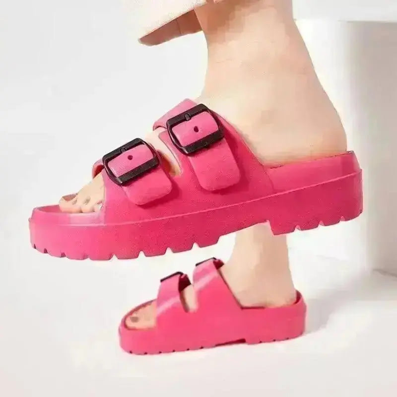 Fashion Double Buckle Slippers