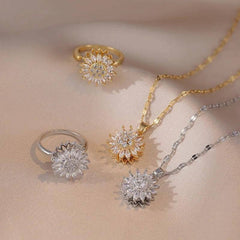 Necklace, Earrings and Ring - Classic Charm Sunflower
