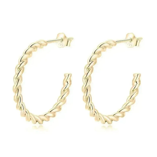 Silver Twisted Lightweight Chunky Open Hoops