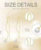Sterling Silver Long Pearl Dangle Threader Earrings