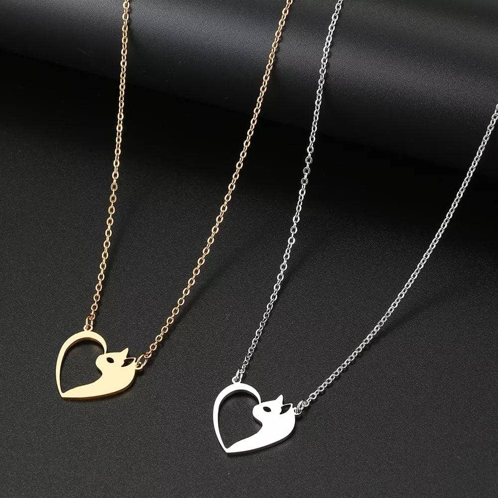 Women's Fashion Stainless Steel Cat Pendant Necklace