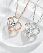 Zircon Double Love Necklace With Rhinestones Ins Personalized